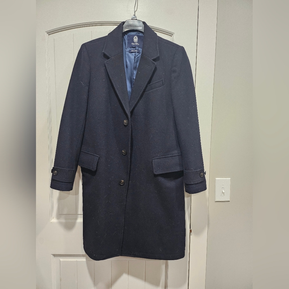 Lands' End Men's Navy Wool Coat